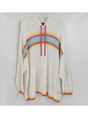 Torrid White Pointelle Boxy Hoodie Sweater Size 4X